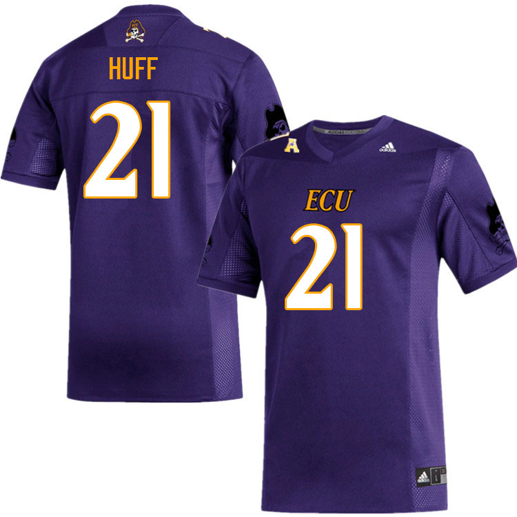 Men #21 Jordan Huff ECU Pirates College Football Jerseys Sale-Purple